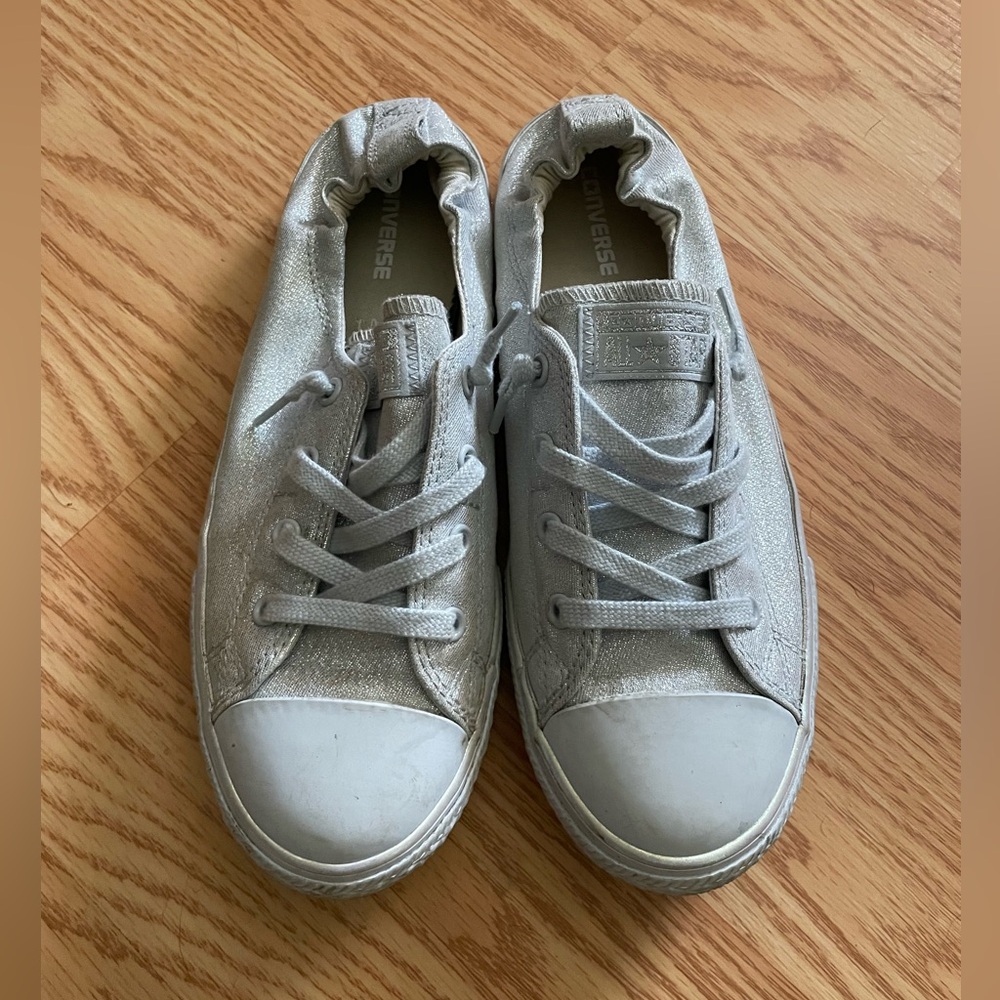 Women’s Silver Glitter Low Top Chuck Taylor Converse Shoes